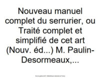 Nouveau Manuel Complet du Serrurier